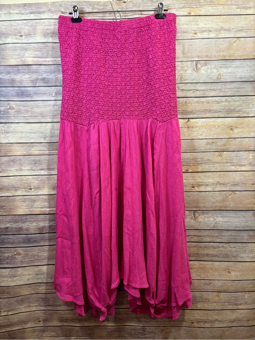 Anthropologie strapless pink smocked cotton dress size large - Picture 2 of 8